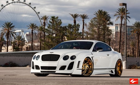 Bentley GT Satin White Wrap on 24K Gold Wheels