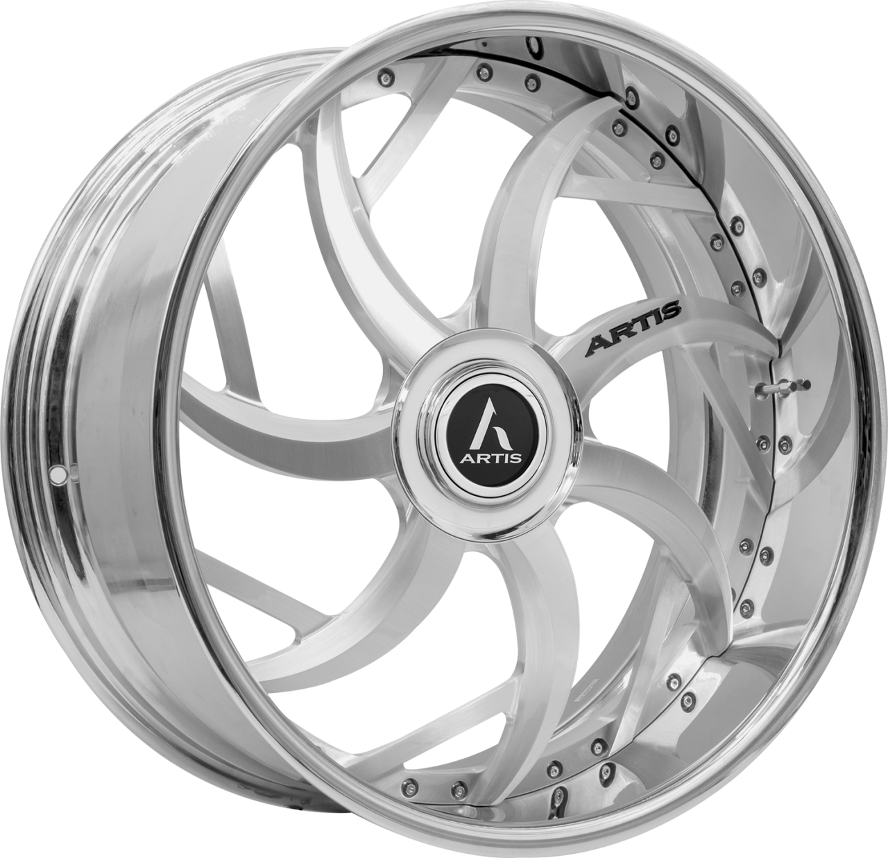 Artis Forged Sin City wheel with Brushed with XL Floater Cap finish