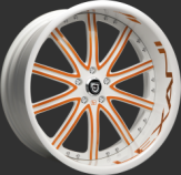 Custom orange and white finish.