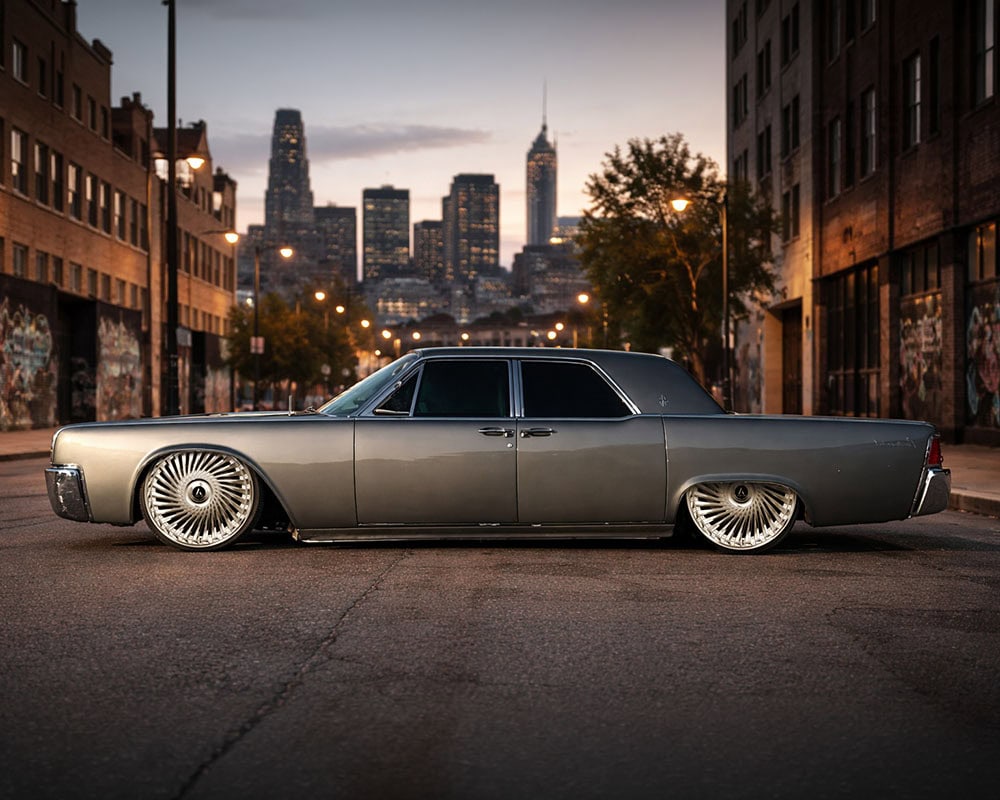 Elegant vintage car featuring custom Juicy-XL wheels for a bold, stylish look. Perfect for luxury ca.