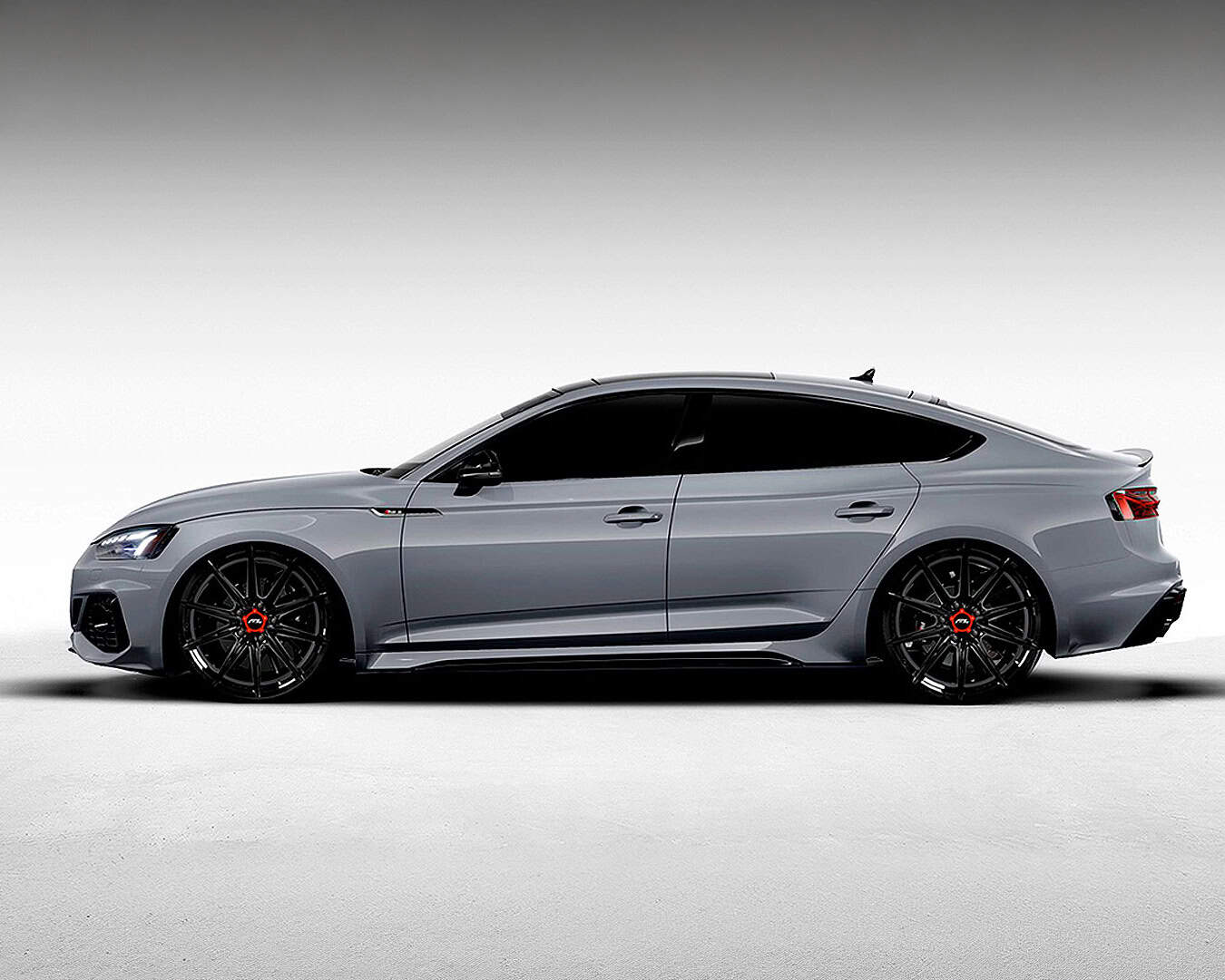 Luxury sedan featuring custom Lexani RFL-10 wheels and sleek silver finish.