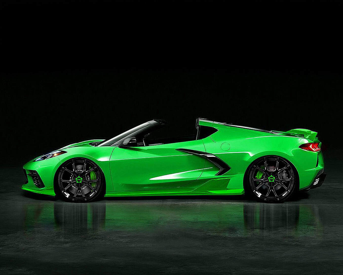Green Lexus RFL-05 sports car with sleek design and high performance.