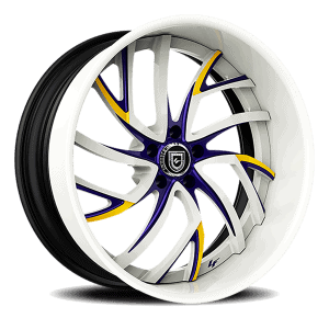 High-performance Lexani custom wheel with intricate design and vibrant colors.