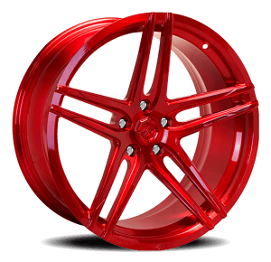 High-Performance Red Alloy Wheel for Luxury Vehicles.