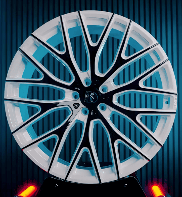 High-performance Lexani custom wheel with intricate spoke pattern.