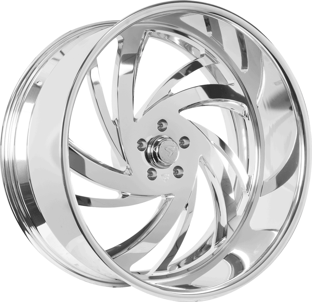 Cobra wheel by Lexani with intricate, polished chrome finish.